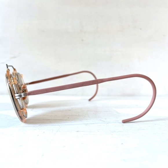 Antique Larry Davis Metal Round Eyeglasses w Sunglasses Clip On Near Sighted Rx - Picture 9 of 16